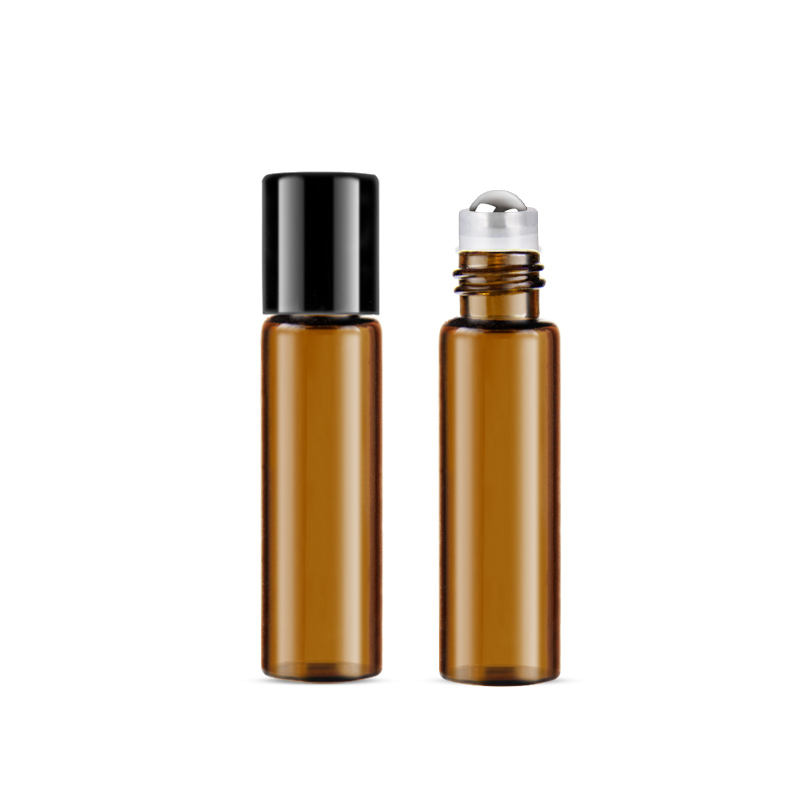 5ml Mini Amber Glass Essence Oil Roller Bottle Perfume Eye Cream Cosmetic Roll On Bottle